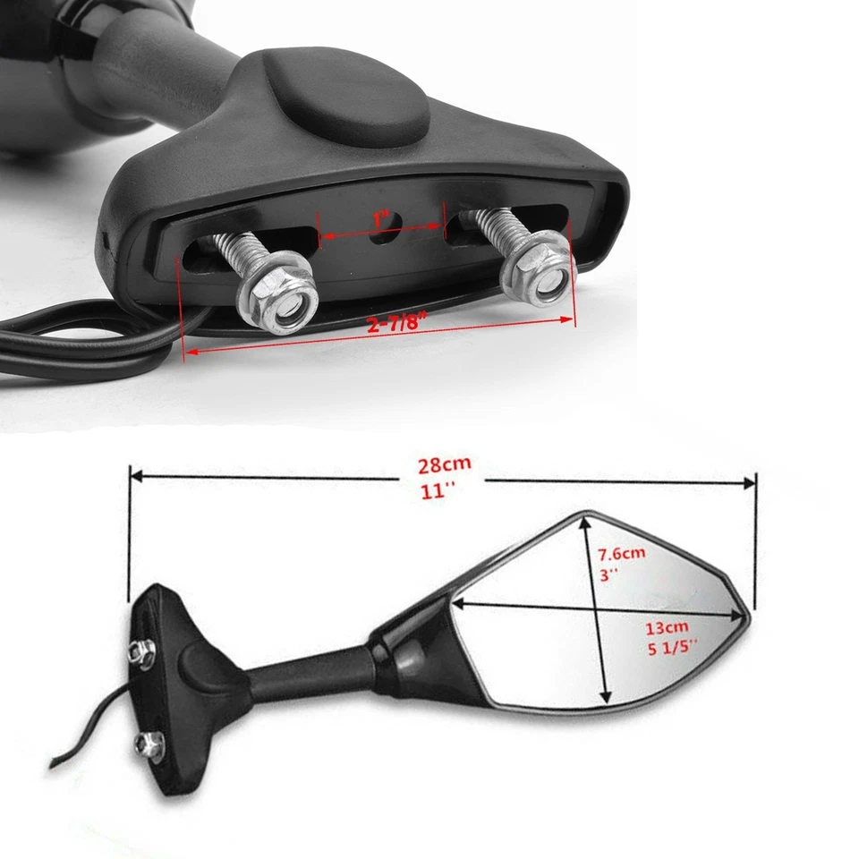 Espejos retrovisores laterales MKS señales de giro LED para motocicleta Kawasaki Ninja 300 250R 400 500 Foto 3 de 4