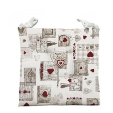 N. 4 cuscini coprisedia per cucina con laccetti FULL LOVE stile tirolese cuori l