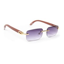 Vintage Men  s Rimless Purple Tint Luxury Rectangular Hip Hop Glasses