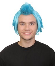 HPO Men s Japanese Anime Series Character Blue Short-hair Spike Wig,HM-1556