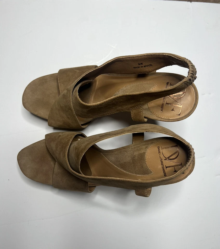 Sandalias Diane von Furstenberg DVF Zia Tan Gamuza Plataforma Talla 9 Foto 3 de 4