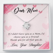 Dear Mom Love Knot Necklace With Heartfelt Message Card/Gift for Mom/Mothers day