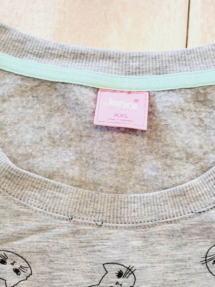 Jenni Intimates XXL Sleep Shirt Top Night Gown Gray Cat Theme "Get Meowta Here" - Image 4 of 4