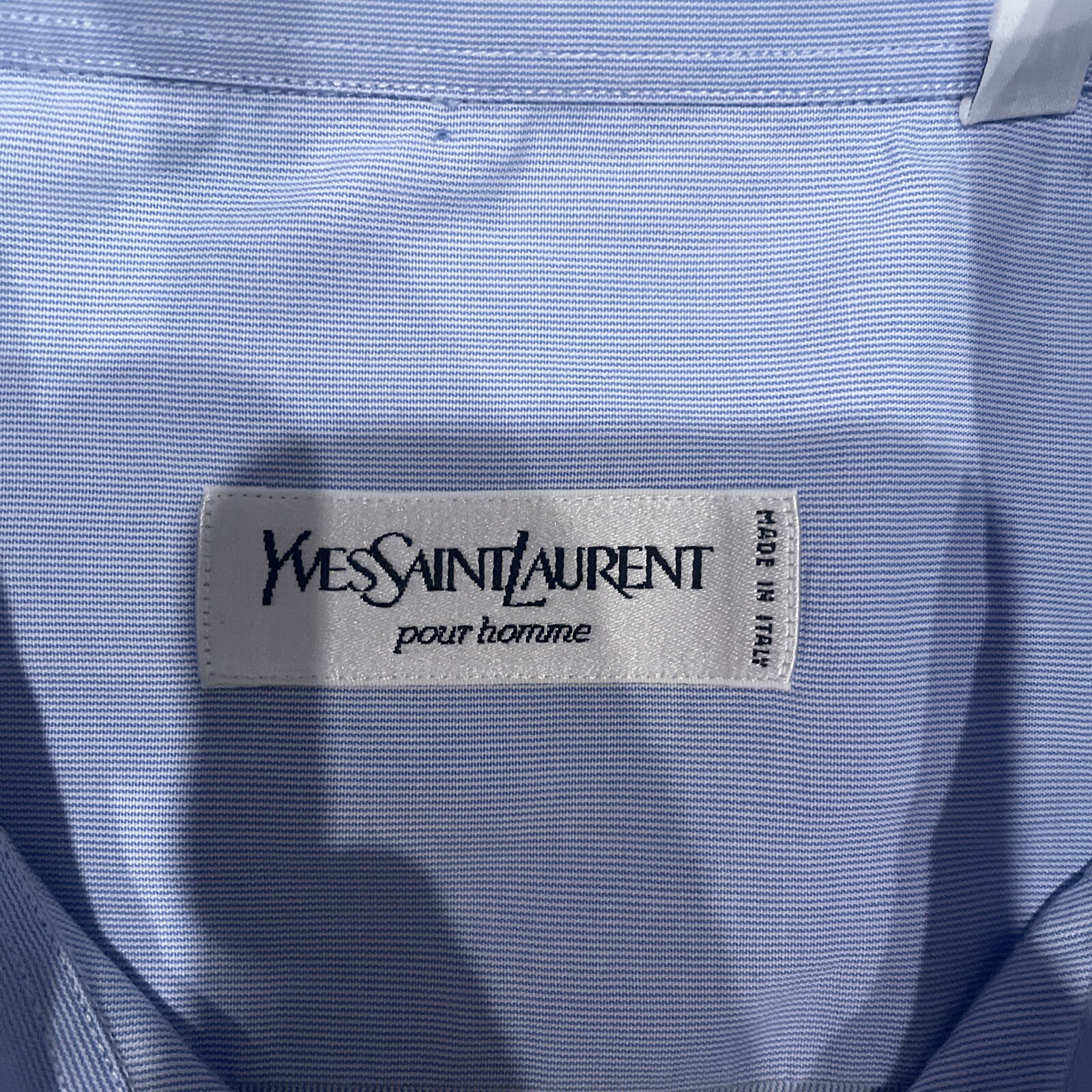 Camicia elegante Yves Saint Laurent uomo blu con bottoni taglia 17 43