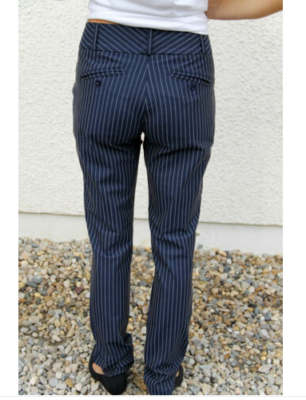 Pantalon Carotte Girbaud Rayé Bleu - Taille 38 - Neuf Avec étiquettes - Laine Mélangée - Prix Boutique 320€