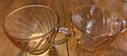 Vintage Arcoroc France Rosaline Pink Depression Glass Swirl Tea Cup Set Of 2