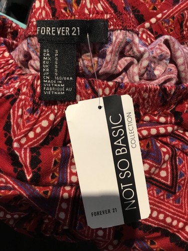 FOREVER 21 Not So Basic Red Multi Chevron Pattern Strapless BOHO Romper NEW S - Picture 7 of 7