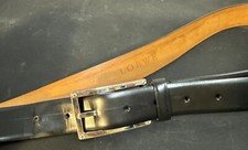 Men  s LOEWE Black Leather Belt 020307 Size 39 Silver Rectangle
