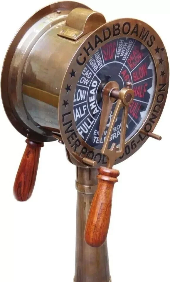 Antiguo telégrafo barco latón aspecto vintage 20" sala de máquinas regalo coleccionable Foto 3 de 4