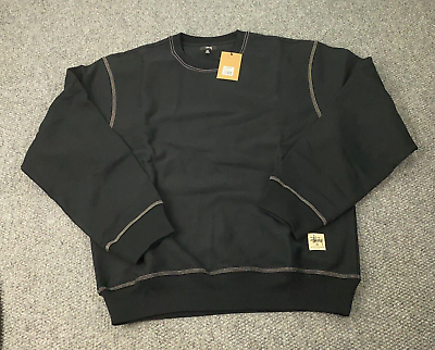 Stussy Contrast Stitch Label Crew Mens XXL Black Sweatshirt Stussy Contrast Stitch Label Crew Mens XXL Black Sweatshirt