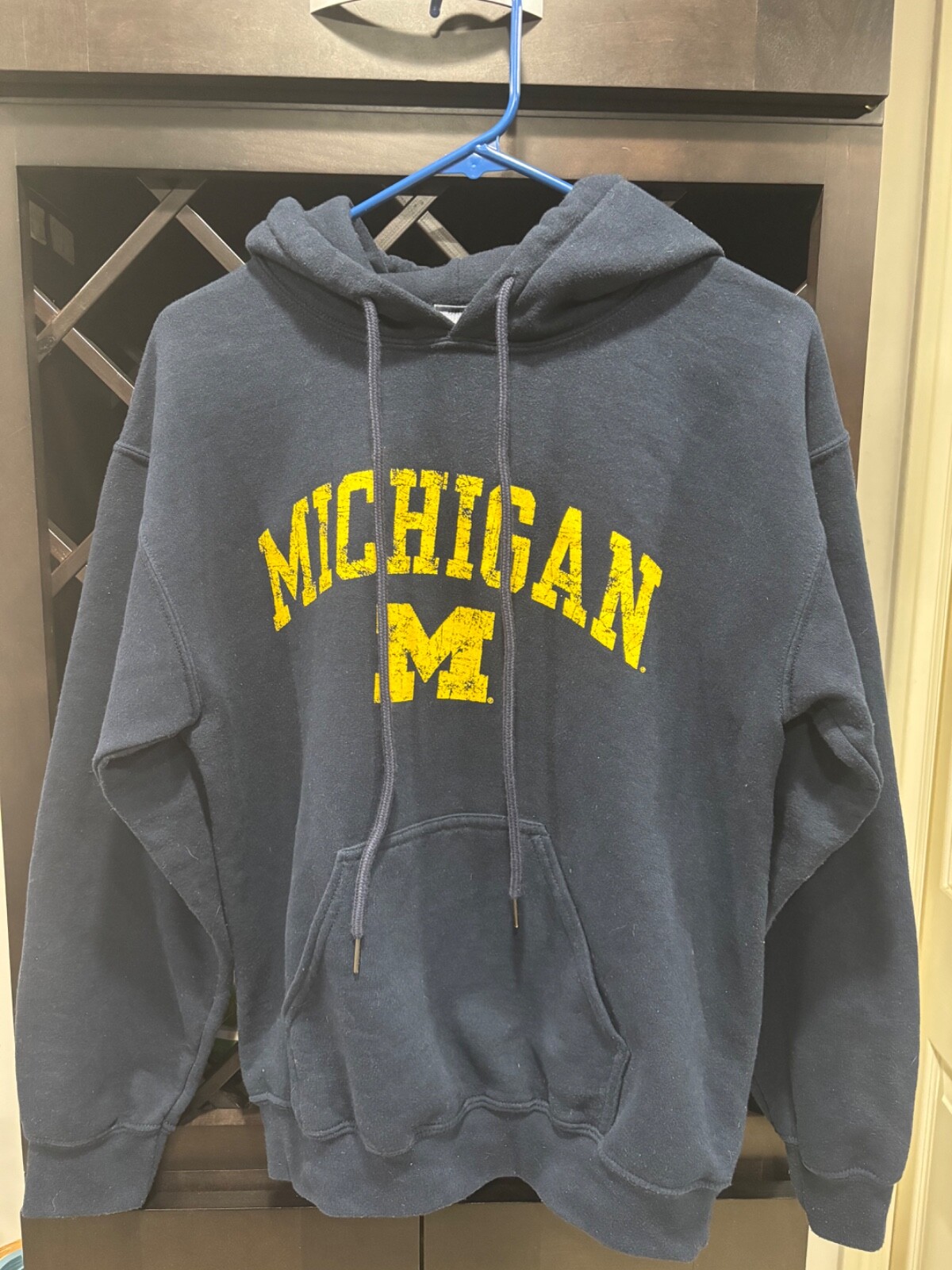 University of Michigan Wolverines Hooded Blue Sweatshirt; Unisex Hoodie; Small**