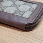 Ancien mini porte monnaie GUCCI vintage GG Supreme cuir compact marron vintage