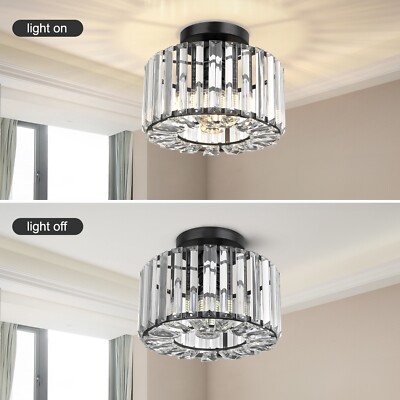 HAUSPRO Deckenleuchte Kronleuchter Kristall modern Glas Leuchten schwarz Beleuchtung NEU