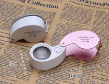 40X Magnifying Loupe Jewelry Eye Glass Magnifier LED Light Jewelers Loop Pocket