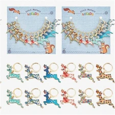 Enamel Deer Locking Stitch Marker Set - 24 Pcs Stainless Steel Clasps for Knitti
