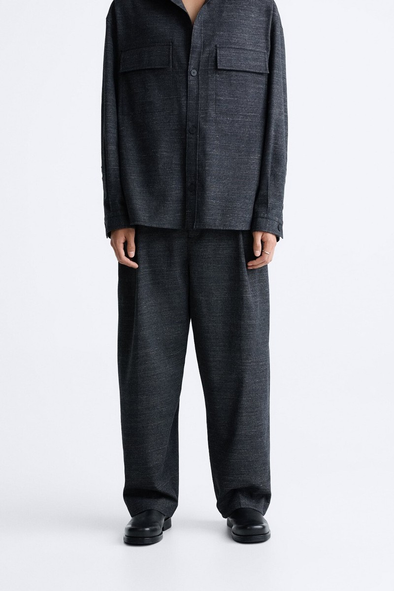 New Zara Men Relaxed Fit Pleated Trouser Pants W29 6487/819 Grey