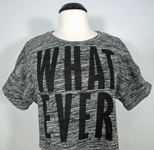 DIVIDED by H&M Crop Top M MEDIUM What Ever Graphic Print Gray