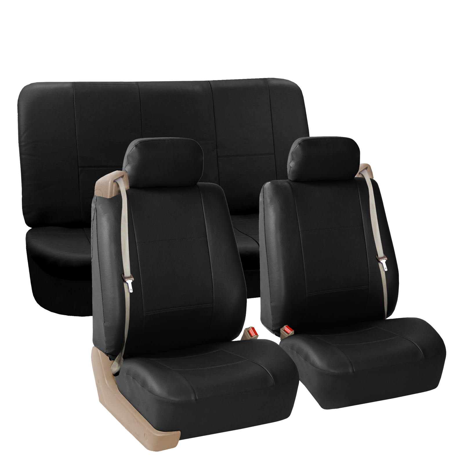 Black PU Leather Integrated Seatbelt Seat Covers for AUTO Truck