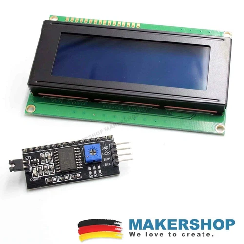 LCD 2004 HD44780 blau + I2C Interface Display Arduino Raspberry LCD2004