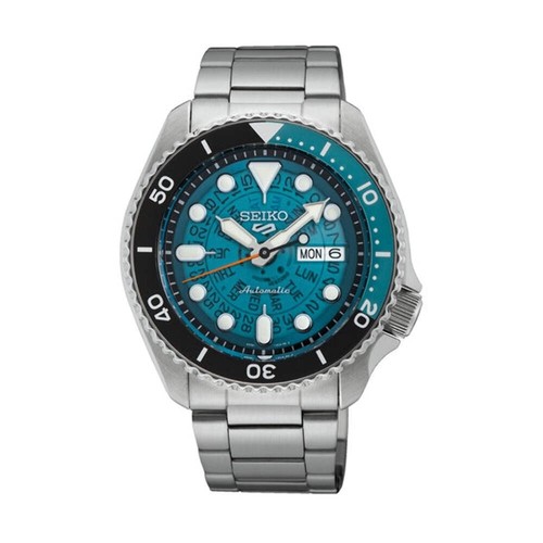Seiko 5 Sports SRPJ45K1 Men's Automatic Watch, Blue Skeleton Dial, Stainless Ste