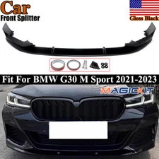 Gloss Black Front Bumper Splitter Lip For BMW 5 Series G30 LCI M Sport 2021-2023