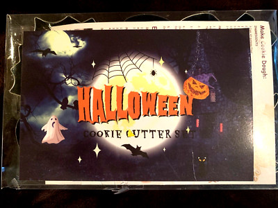 Halloween Cookie Cutters 6-Piece Set, w/ Cookbook Bat Ghost Pumpkin NIB