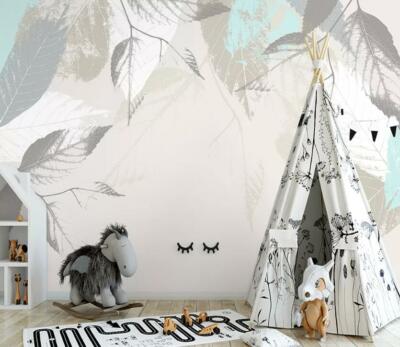 3D Grey Leaves 24305NA Wallpaper Wall Murals Removable Wallpaper Fay