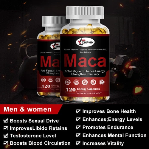 Maca Root Capsules Libido Energy Testosteron Booster Sexual Health Stamina 120ct - Picture 2 of 8