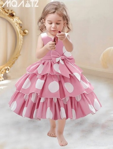 Girls Easter Dress Yellow / Pink Polka Dot Layered Party Wedding Recital NEW - Picture 23 of 30