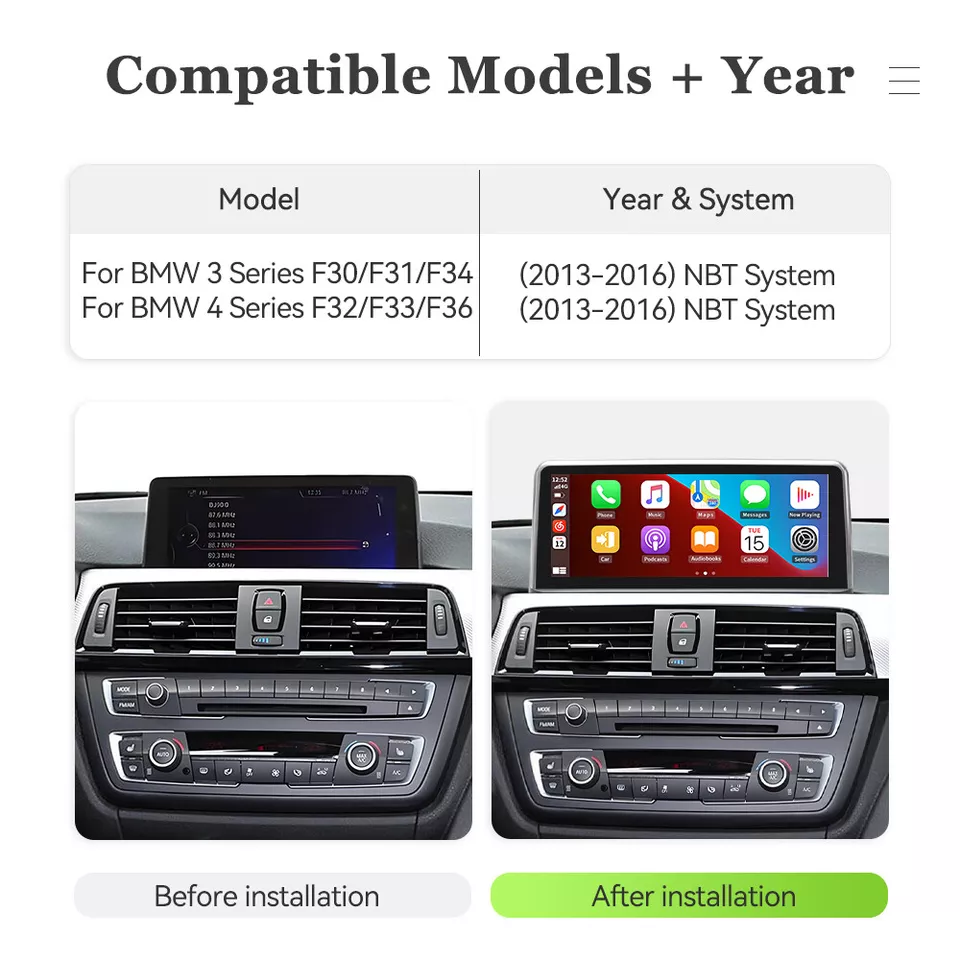 10.25" CarPlay Android 13 Car Stereo GPS 6+64GB For BMW 3 Series F30 F31 F34 NBT - Image 3 of 4