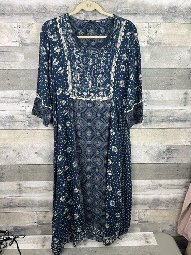 BIBA Women half Sleeve Kurta Tunic Maxi Dress 36 Boho Prairie
