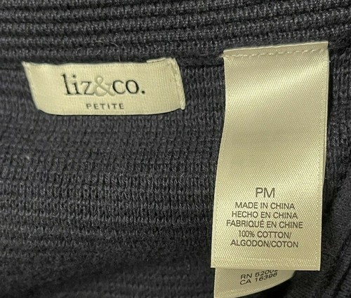 New Liz & Co Womens Sweater Sz PM Blue Textured Button UP Quarter Sleeves Gift - Picture 4 of 5