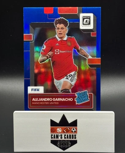 Alejandro Garnacho 2022-23 Panini Donruss Optic Rated Rookie Blue Prizm 47/99 RC