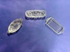 Vintage Set Of 3 Assorted Clear Glass Relish Dishes