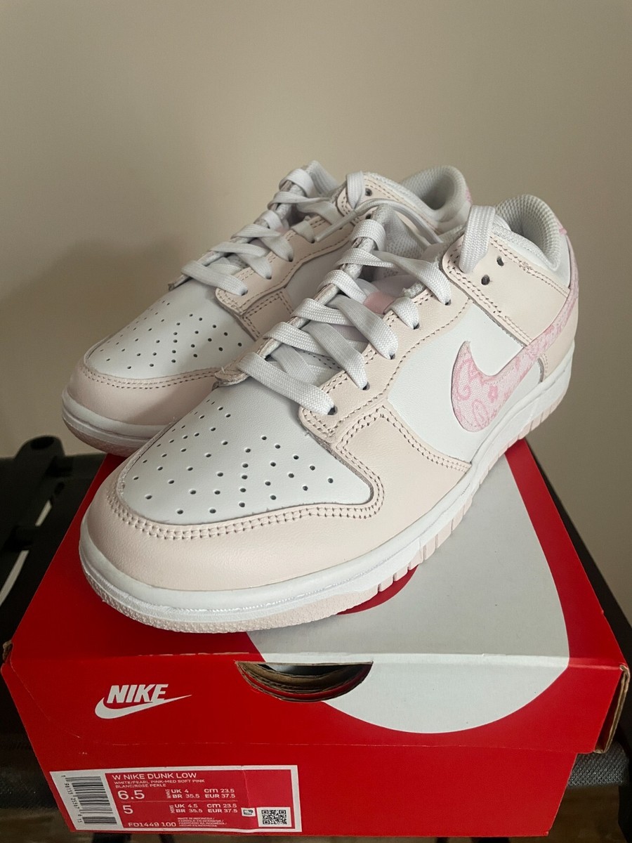 Nike Dunk Low Pink Paisley 6.5 Women / Men 5 FD1449-100 NEW White