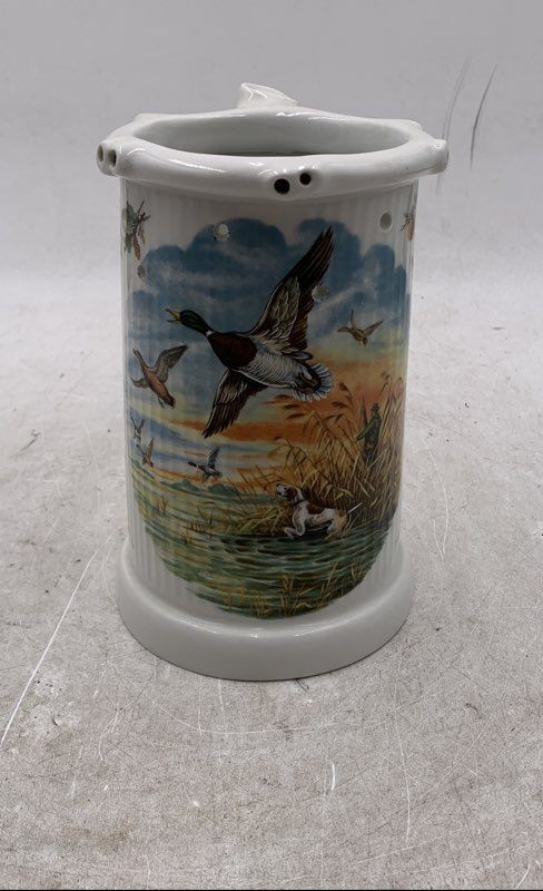 Vintage Multicolor Porcelain Duck Hunting Scene German Puzzle Beer Stein
