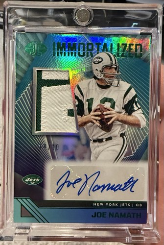 Joe Namath 2023 Panini Illusions Immortalized 2CLR Jersey Auto /10 New York Jets - Picture 1 of 11