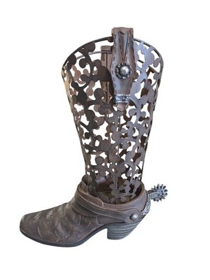 Rustic Western Cowboy Metal Boot 