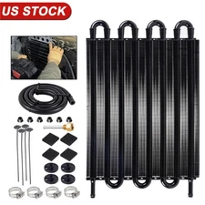 8 Rows Universal Aluminum Remote Transmission Oil Cooler Radiator Converter Kit.