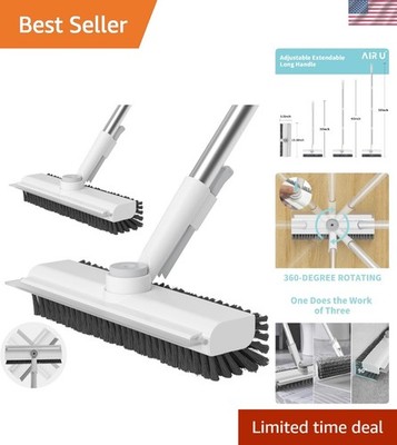 3-in-1 Floor Scrub Brush with Long Handle - Heavy-Duty Cleaning Power, 2 Pack