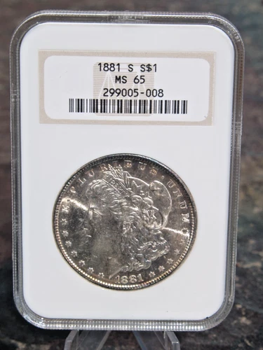 1881-S MS65 Morgan Silver Dollar NGC Certified Gem - Nice rim toning