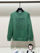 NWT Loewe Men's GREEN sweatshirt embroidered Round neck Hoodie Cotton Coach
