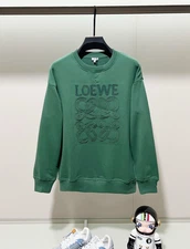 NWT Loewe Men's GREEN sweatshirt embroidered Round neck Hoodie Cotton Coach