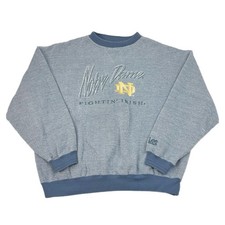 Vintage 90s Nutmeg Notre Dame Fighting Irish Crewneck Sweatshirt Embroidered L