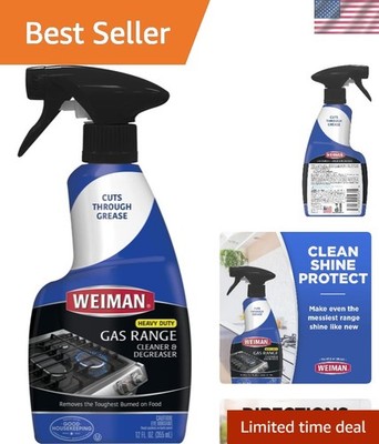 Weiman Gas Range Cleaner & Degreaser - 12 oz Lemon Spray for Streak-Free Shine