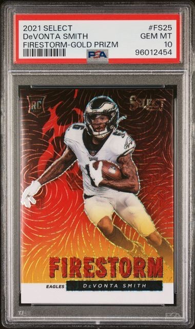 DeVonta Smith Panini Select Firestorm #FS25 Gold Prizm