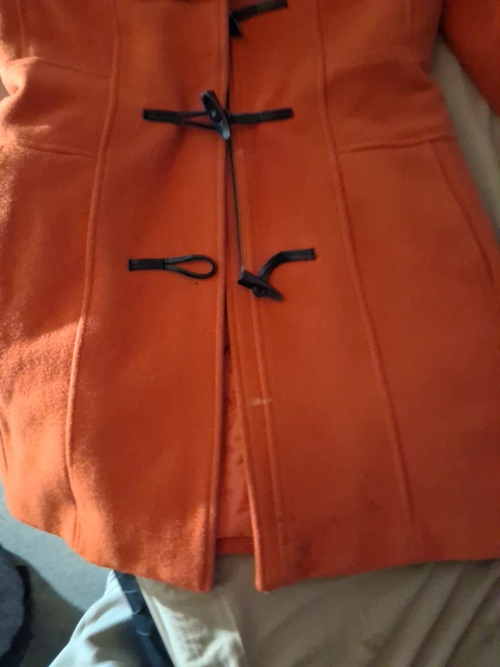 Banana Republic женщин оранжевый шерсти переключения молнии пальто размер Med зимняя уютная куртка - Изображение 4 из 4