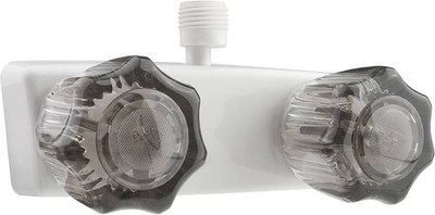 American Motorhome RV Shower Tap - White With Smoked Handles DF-SA100S-WT