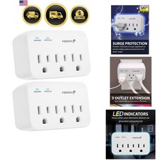 Refrigerator Surge Protector 3 Outlets Heavy Duty 1200J 1875W Dual Pack