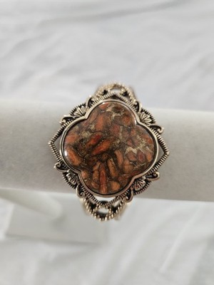   Barse Sanibel Bronze Cuff Bracelet Orange Stone Boho Chic   
